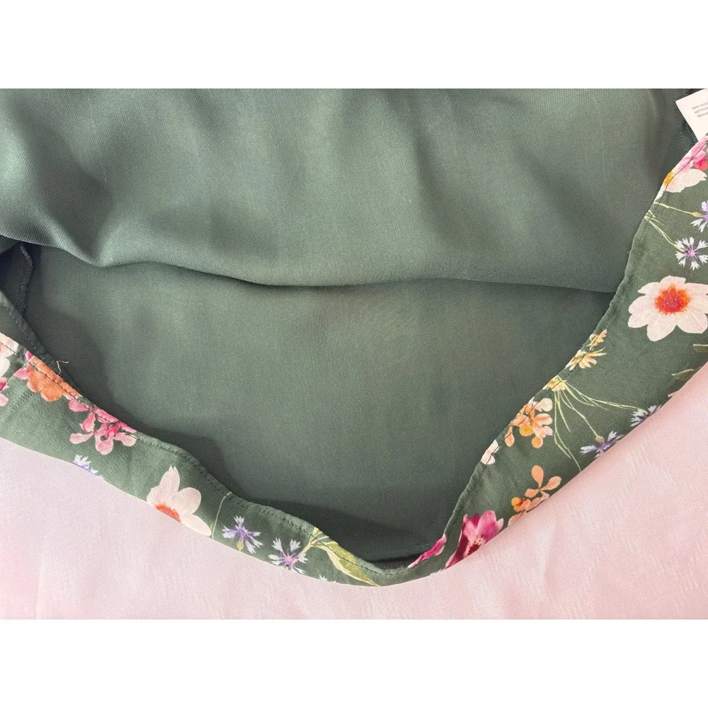 Parker Green Floral Silk Blend Smocked Ruffle Romper Sz S Garden-Party Boho-Chic